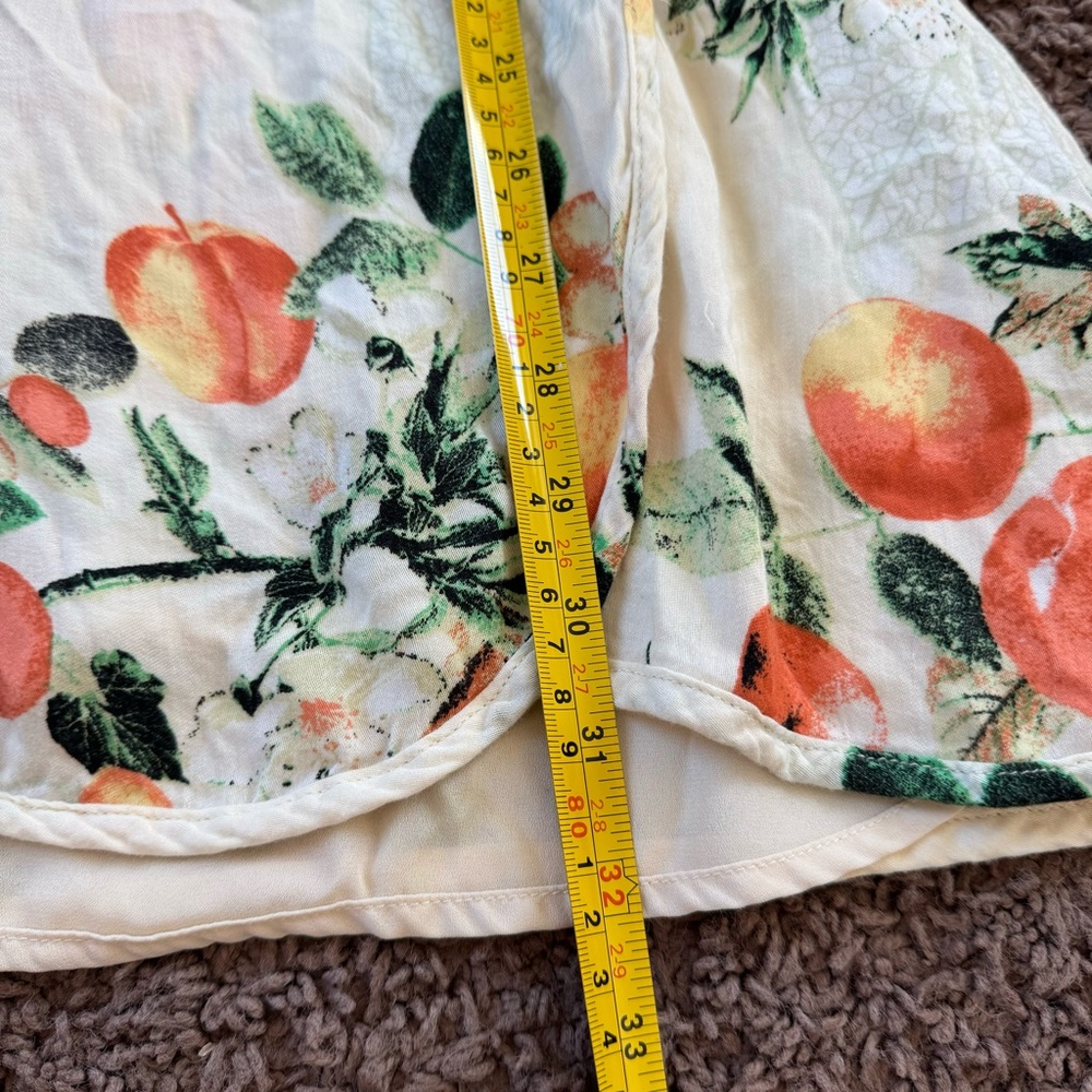 Dress Forum Peach Fruit Print Wrap Dress Short Sleeve Mini Size S Small - Picture 8 of 13